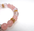 Bracelet de Noël en quartz rose et lavande avec breloque ours