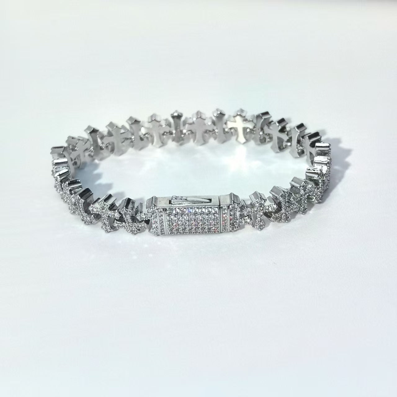 Hip-Hop Luxe | Copper Cuban Chain w/ Cubic Zirconia Cross | Unisex - DXbracelet