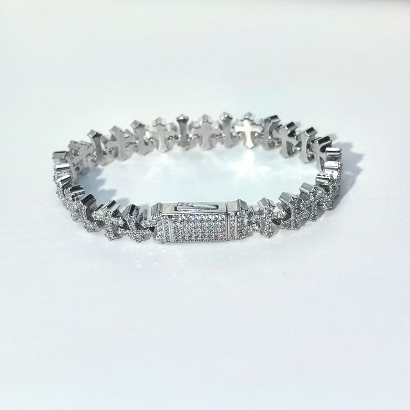 Hip-Hop Luxe | Copper Cuban Chain w/ Cubic Zirconia Cross | Unisex - DXbracelet