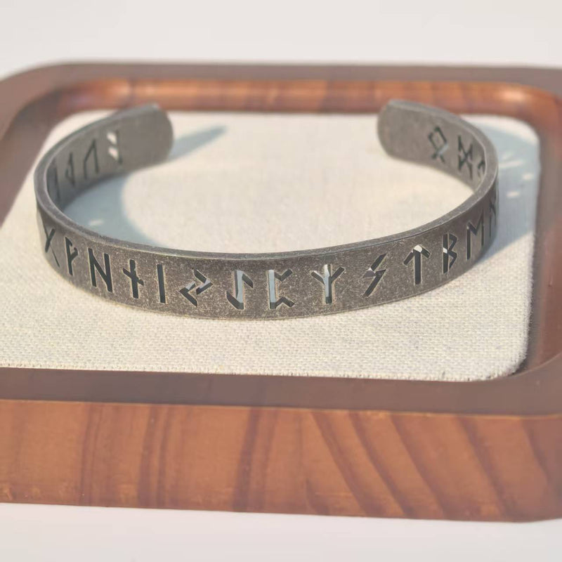 Distressed Vintage Openwork Lettering Titanium Steel Bracelet - DXbracelet