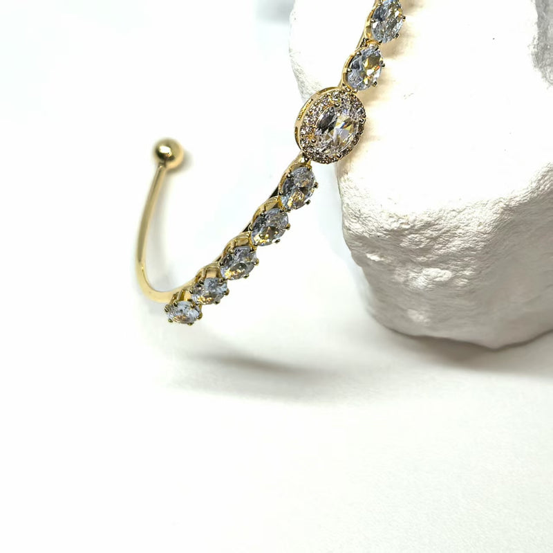 Luxe Oval Open Bracelet with Zirconia - Copper - DXbracelet