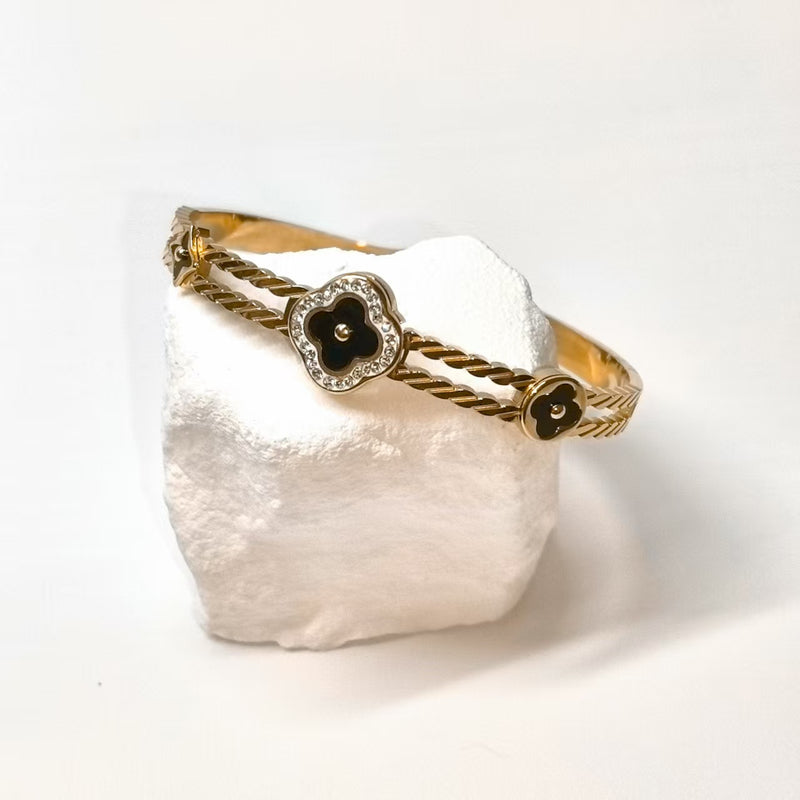 Four-leaf clover zircon titanium steel bracelet - DXbracelet