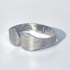 Chunky Stripe Hinged Bracelet - Vintage Titanium Steel Statement Piece - DXbracelet