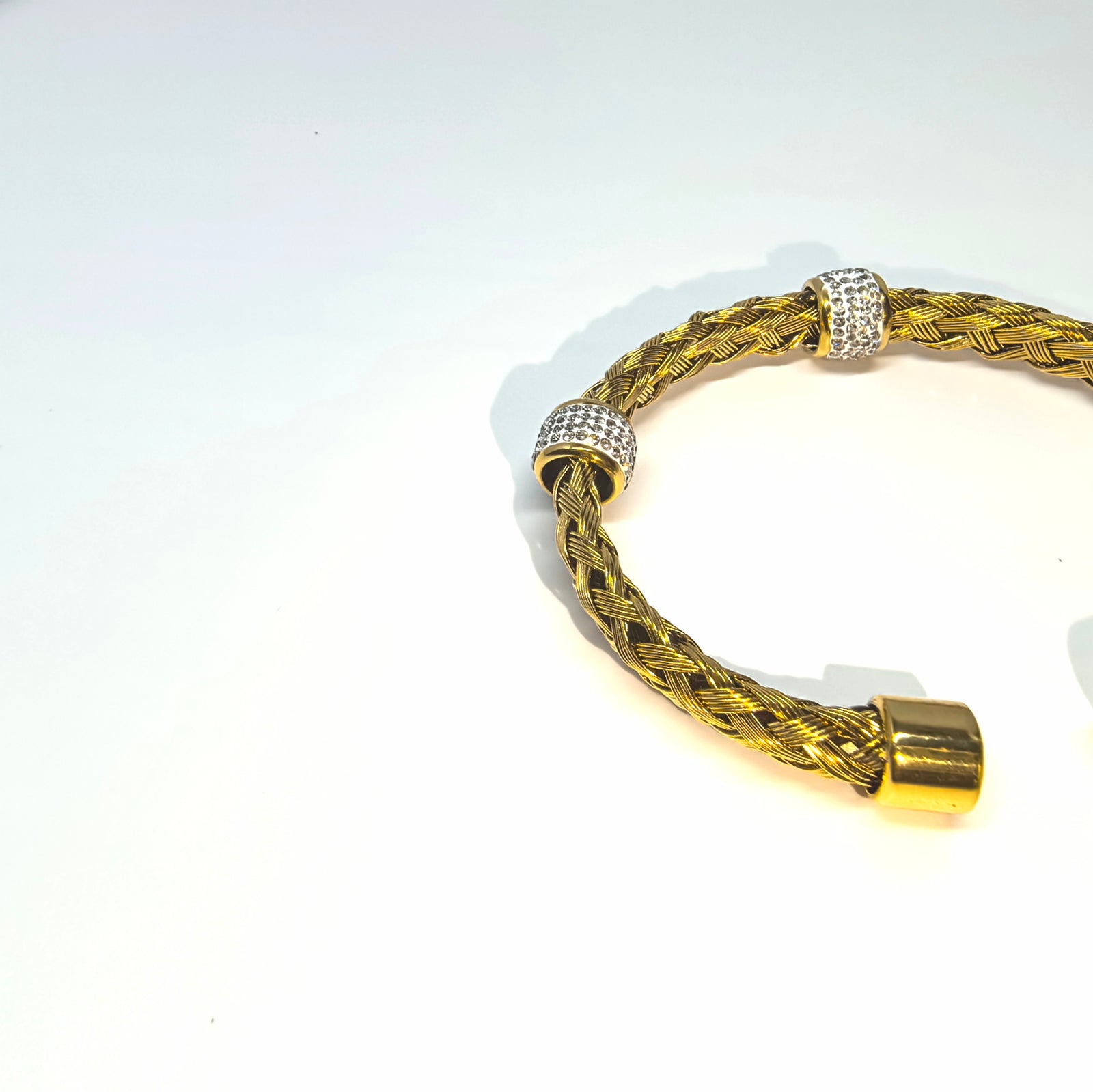 Personalized woven hollow zircon titanium steel bracelet - DXbracelet