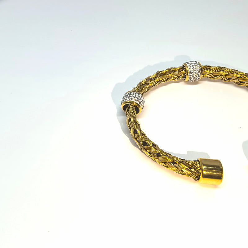 Personalized woven hollow zircon titanium steel bracelet - DXbracelet