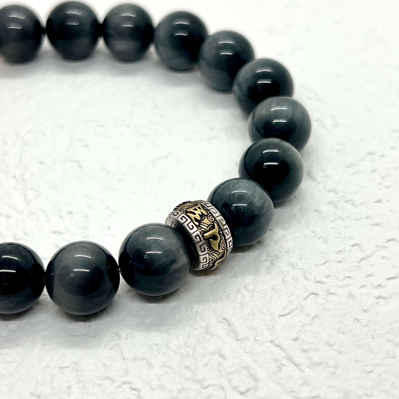 Natural Hawkeye Stone Sterling Silver Bracelet - DXbracelet