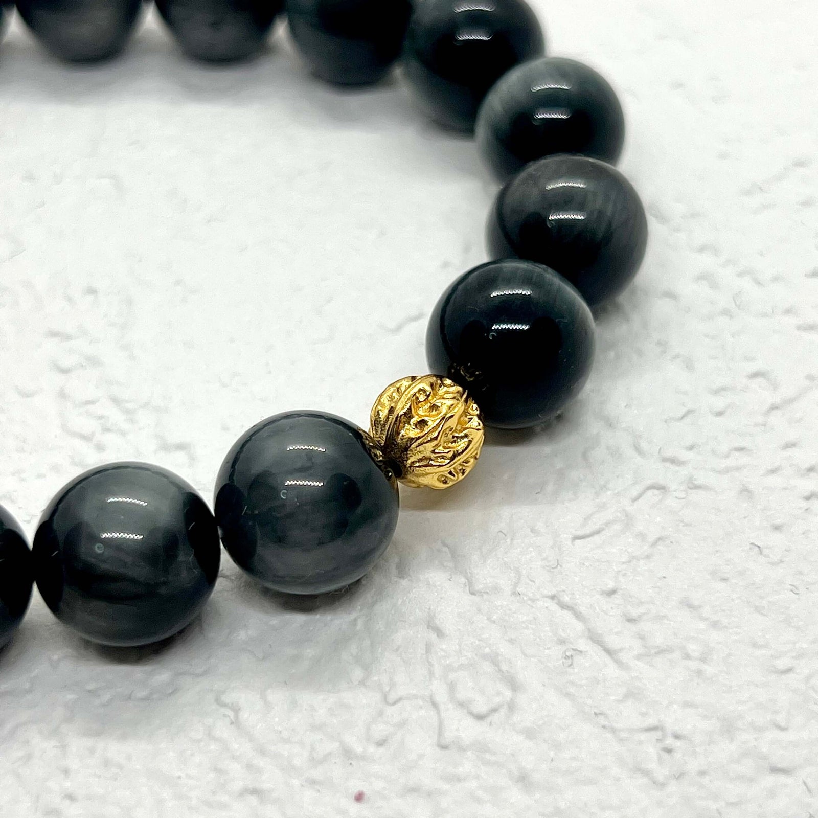 Natural Hawkeye Stone Sterling Silver Bracelet - DXbracelet