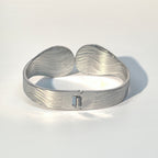Chunky Stripe Hinged Bracelet - Vintage Titanium Steel Statement Piece - DXbracelet