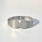 Chunky Stripe Hinged Bracelet - Vintage Titanium Steel Statement Piece - DXbracelet