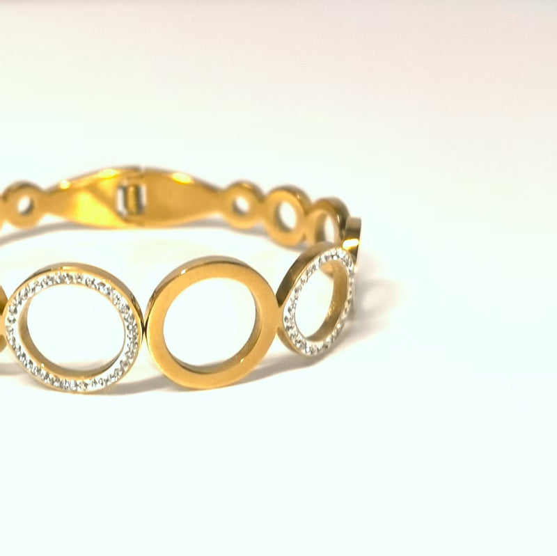 High-grade ring-shaped zircon titanium steel bracelet - DXbracelet