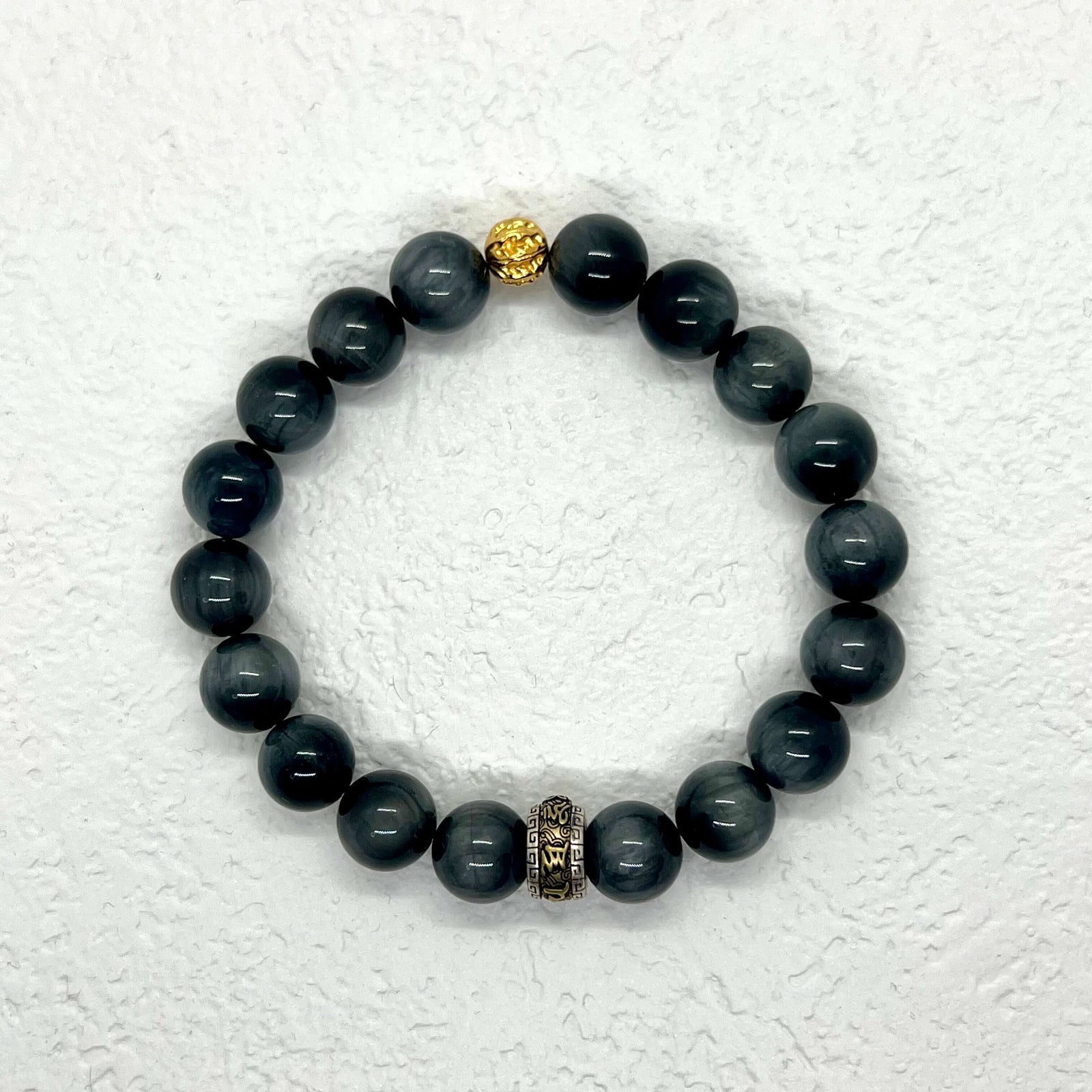 Natural Hawkeye Stone Sterling Silver Bracelet - DXbracelet