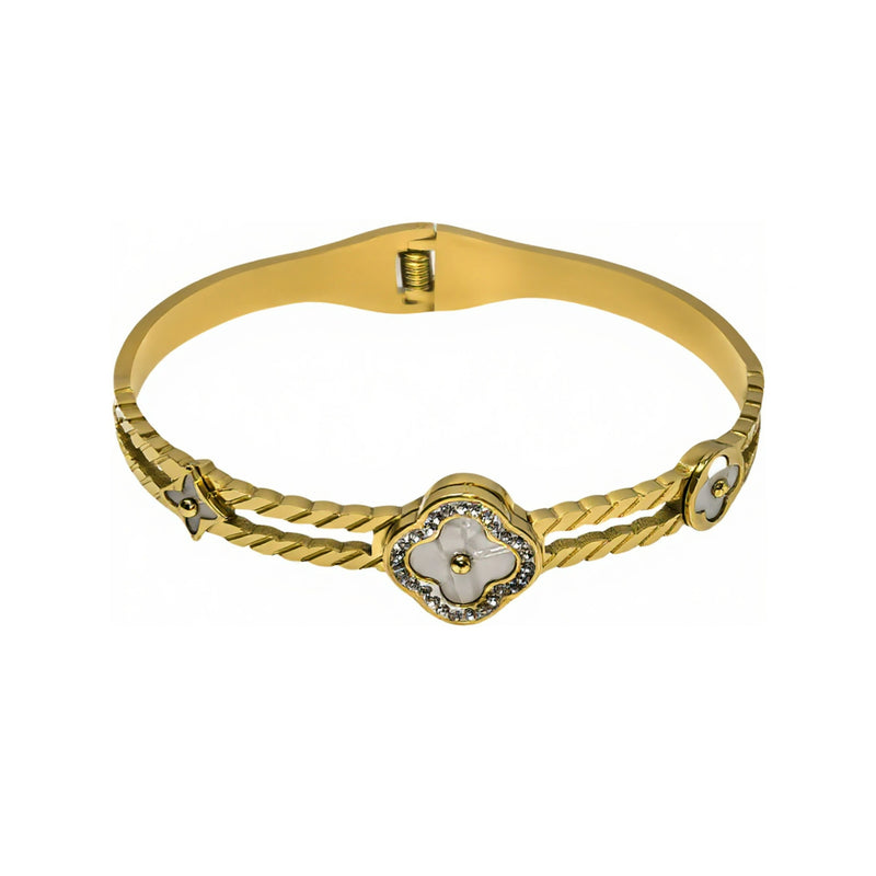 Four-leaf clover zircon titanium steel bracelet - DXbracelet