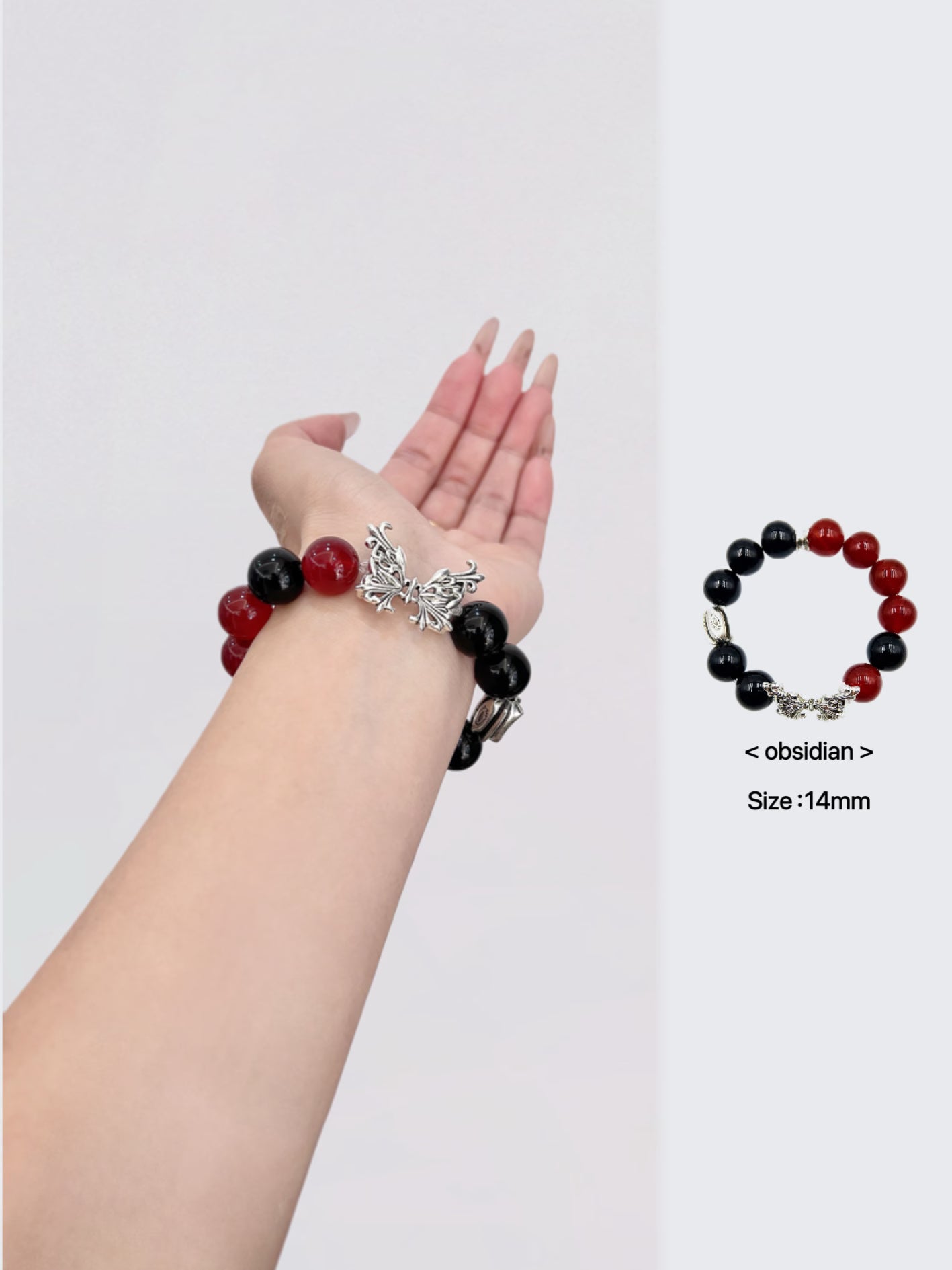 Bracelet à perles papillon en argent pour homme | Onyx Agate