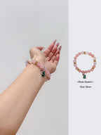 Bracelet de Noël en quartz rose et lavande avec breloque ours