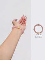 Bracelet en argent sterling avec cristal rose naturel pour cheval