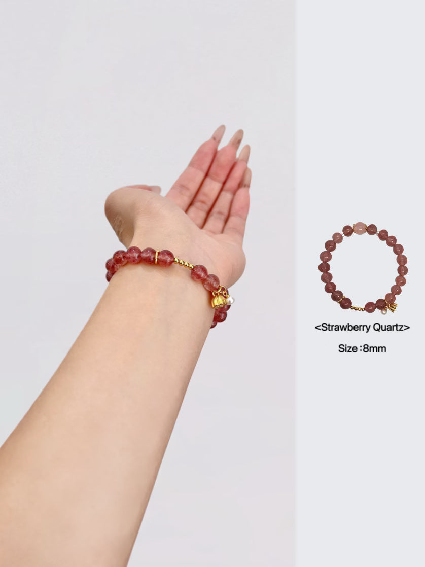 Bracelet en argent sterling avec quartz fraise naturel