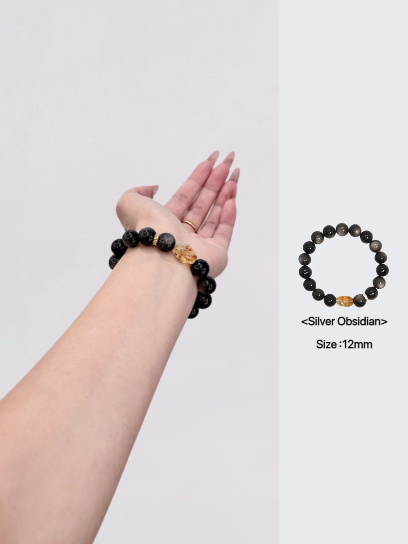 Ensemble couple œil de chat solaire et obsidienne lunaire